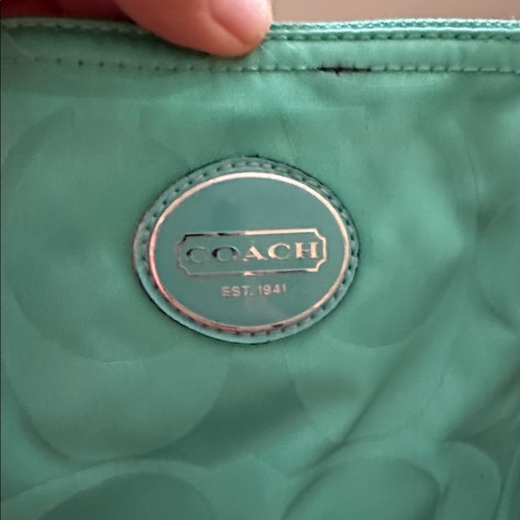 Coach Teal Signature Jacquard Tote - Picture 5 of 9